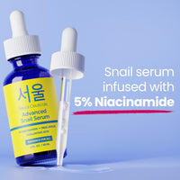 Thumbnail for SeoulCeuticals Korean 5% Niacinamide + Snail Mucin 97.5% Essence Serum + Hyaluronic Acid, Cruelty Free Korean Skin Care, Natural & Organic Anti Aging Face Serum for Dull Skin, K Beauty 1oz