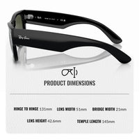 Thumbnail for Ray-Ban RB0840S MEGA WAYFARER Square Shape Sunglasses With Eyewear Kit Bundle - High Bridge Fit - Ideal Formal and Casual Wear Square Sunglasses