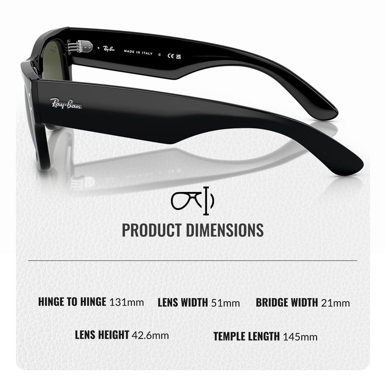 Ray-Ban RB0840S MEGA WAYFARER Square Shaped Non-Polarized Sunglasses for Men & Women – Includes Official RAYBAN Eyewear Kit – Ideal Formal & Casual Wear Sunglasses – Green Lens