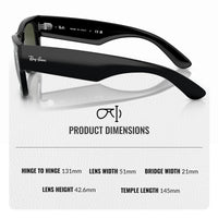 Thumbnail for Ray-Ban RB0840S MEGA WAYFARER Square Shaped Non-Polarized Sunglasses for Men & Women – Includes Official RAYBAN Eyewear Kit – Ideal Formal & Casual Wear Sunglasses – Green Lens