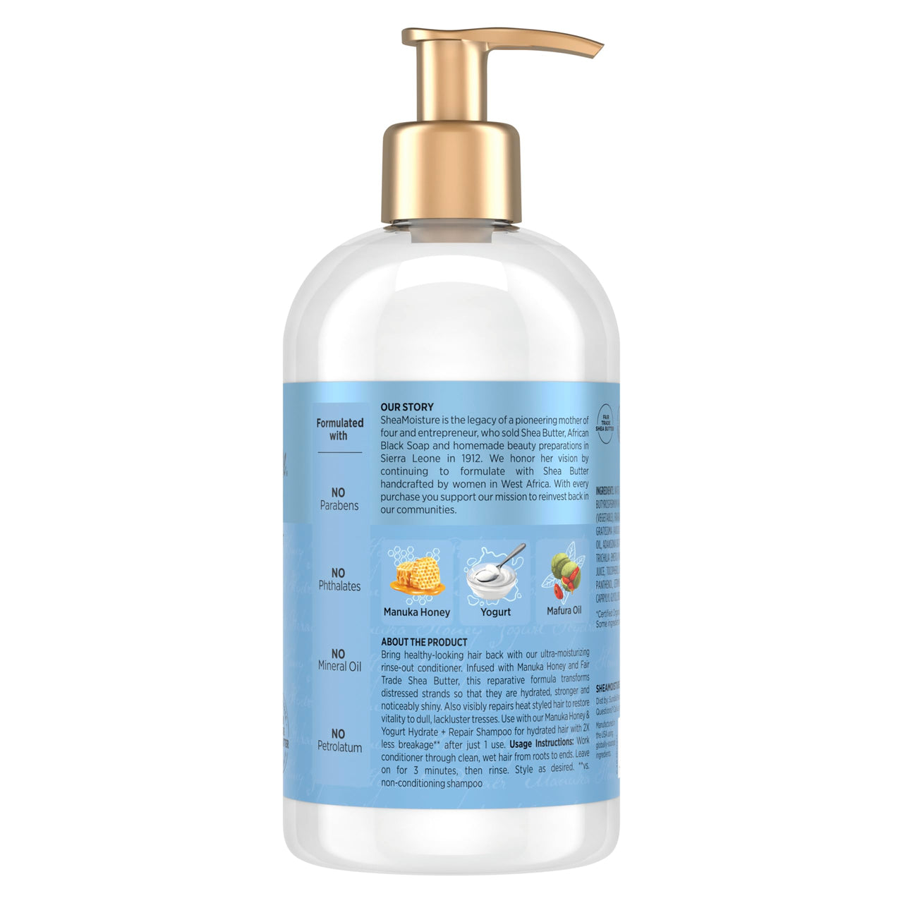 SheaMoisture Hydrate & Repair Condtioner Manuka Honey and Yogurt Conditioner for Damaged Hair Shea Butter Conditioner 13 oz