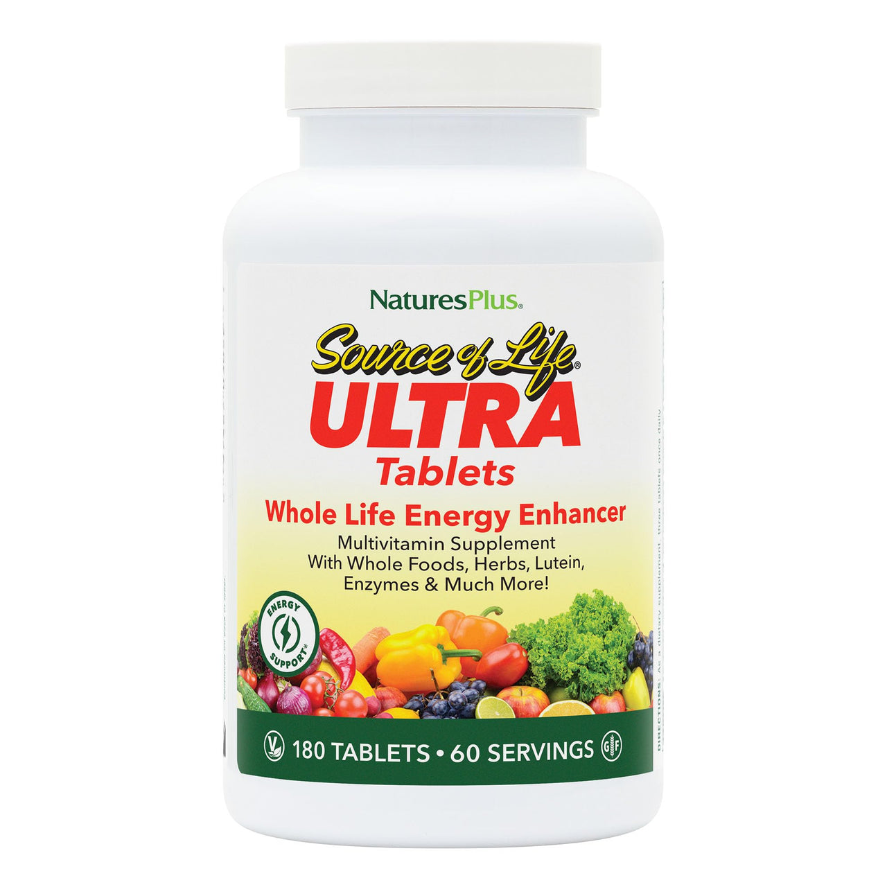 NaturesPlus Ultra Source of Life with Lutein - 180 Tablets - Multivitamin Supplement with Whole Foods - Supports Natural Energy & Overall Well-Being - Gluten Free, Vegetarian - 60 Servings