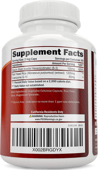 Thumbnail for Purely Holistic Red Yeast Rice 1200mg with CoQ10 Supplement & Flush Free Niacin 120 Extra Strength Vegetarian Capsules – Advanced Healthy Heart Formula - Non-Irradiated, Citrinin Free