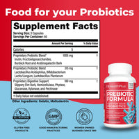 Thumbnail for Health Plus Prebiotic Formula - Probiotics + Prebiotics + Digestive Enzymes - Gluten Free, Dairy Free, Natural Herbal Ingredients (180 Capsules, 60 Servings)