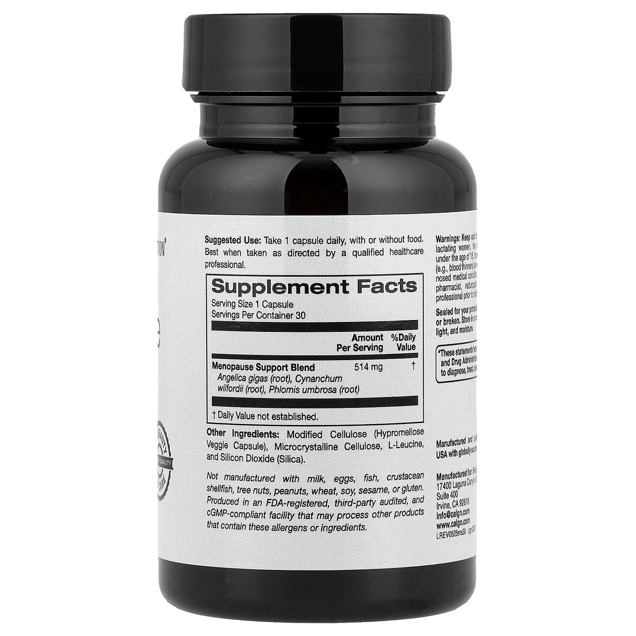 California Gold Nutrition Beauty, Menopause Support with Angelica gigas, Cynanchum wilfordii, Phlomis umbrosa and L-Leucine, 30 Veggie Capsules