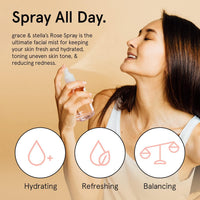Thumbnail for grace & stella Award Winning Rose Water Facial Spray (240ml) - Vegan - Rose Water Spray for Face - Rosewater Spray Toner Rose Hydrosol - Rose Spray Facial Mist - Rosewater Spray Toner Rose Hydrosol