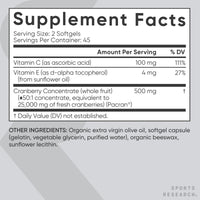 Thumbnail for Sports Research® Cranberry Fruit Complex Supplement - Softgels for Urinary Tract Health Support - Made with Pacran®­ & Vitamins C & E - Non-GMO & Gluten Free - 90 Count