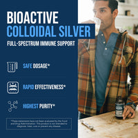 Thumbnail for Bioactive Colloidal Silver - 8 oz, Glass Bottle, Vegan, Safe Doses with Highest Effectiveness - Nano Ions, 30 PPM - Immune Support (48 Servings)