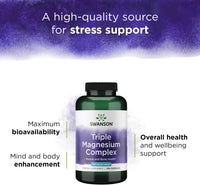 Thumbnail for Swanson Triple Magnesium Complex - 400mg Supplement for Optimal Bone Health and Absorption - Citrate, Oxide, and Aspartate - Triple Magnesium Supplement (300 Capsules)