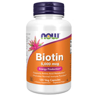 Thumbnail for NOW Foods Supplements, Biotin 5,000 mcg, Amino Acid Metabolism*, Energy Production*, 120 Veg Capsules