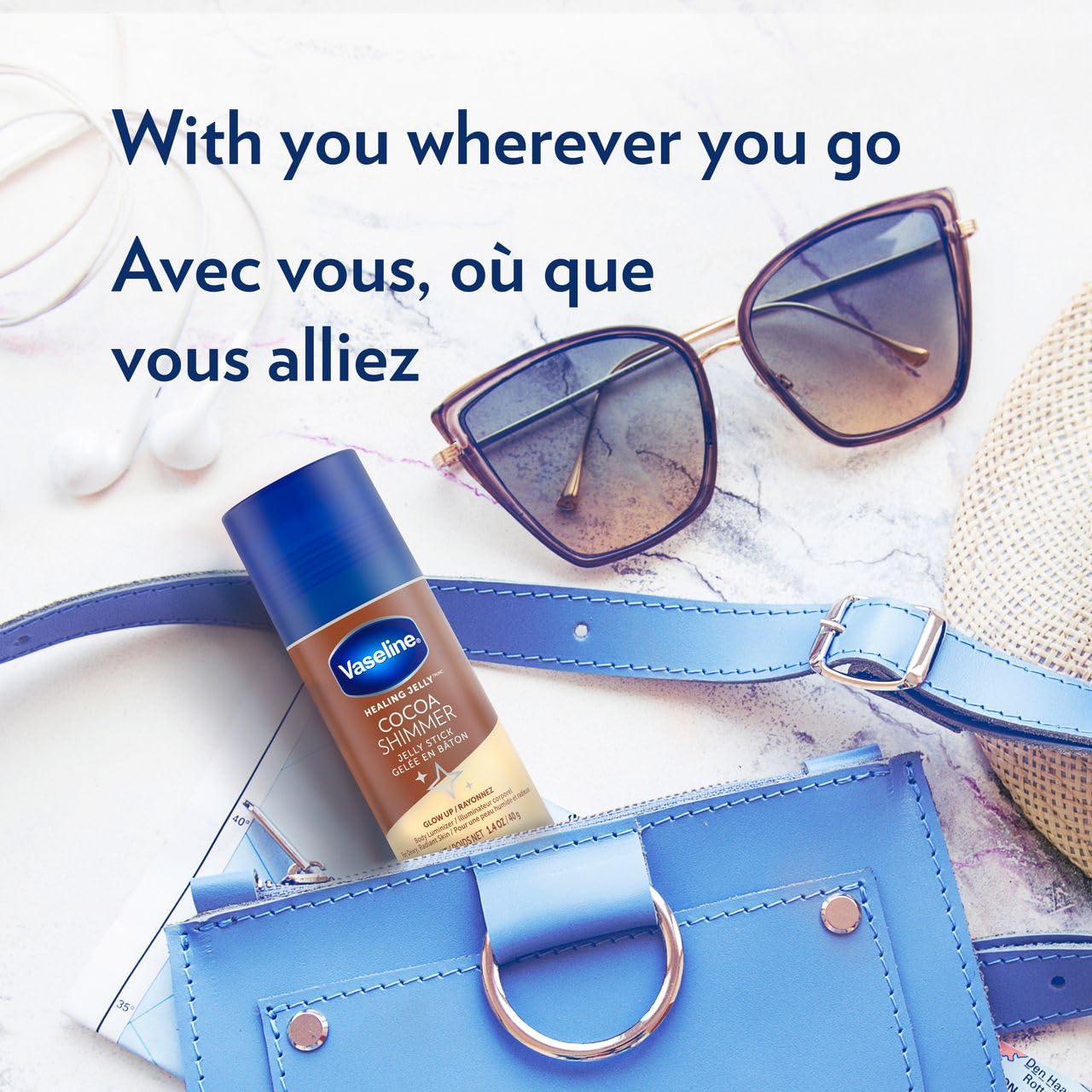 Vaseline Cocoa Shimmer Jelly Stick 3-Pack Ã¢â‚¬â€œ Non-Greasy Moisturizer for Glowing Skin, Face & Body Lotion, Travel-Size, 1.4 Oz Ea
