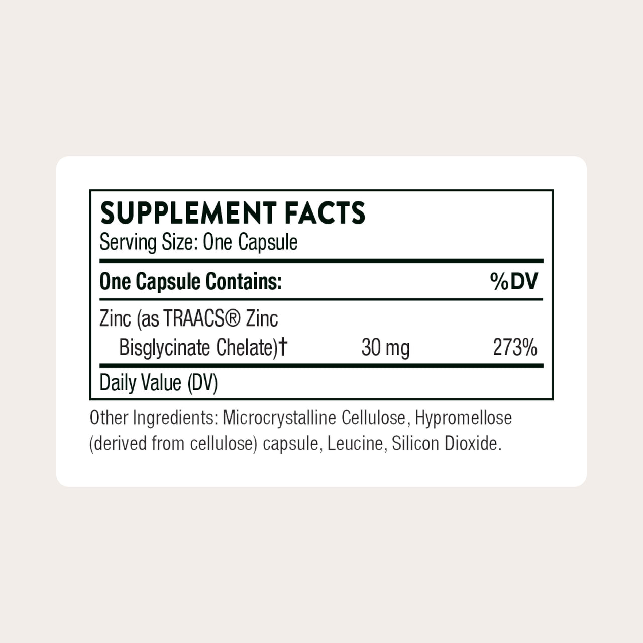 THORNE - Zinc Bisglycinate 30mg - Daily Support for Skin, Eye & Immune System Health* - Chelated Zinc Supplement - 60 Servings