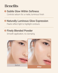 Thumbnail for THESAEM Perfect Glam Glow Pact - Illuminating Face Powder with Colorful Pearls for Soft Radiant Glow - Sebum Control Blending Powder with Diamond & Silk - Korean Makeup Highlighter Compact