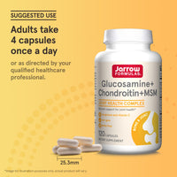 Thumbnail for Jarrow Formulas Glucosamine, Chondroitin, and MSM Capsules; Joint Support Supplement with Vitamin C and Manganese, Bone & Joint Health, 120 Capsules, 30 Day Supply