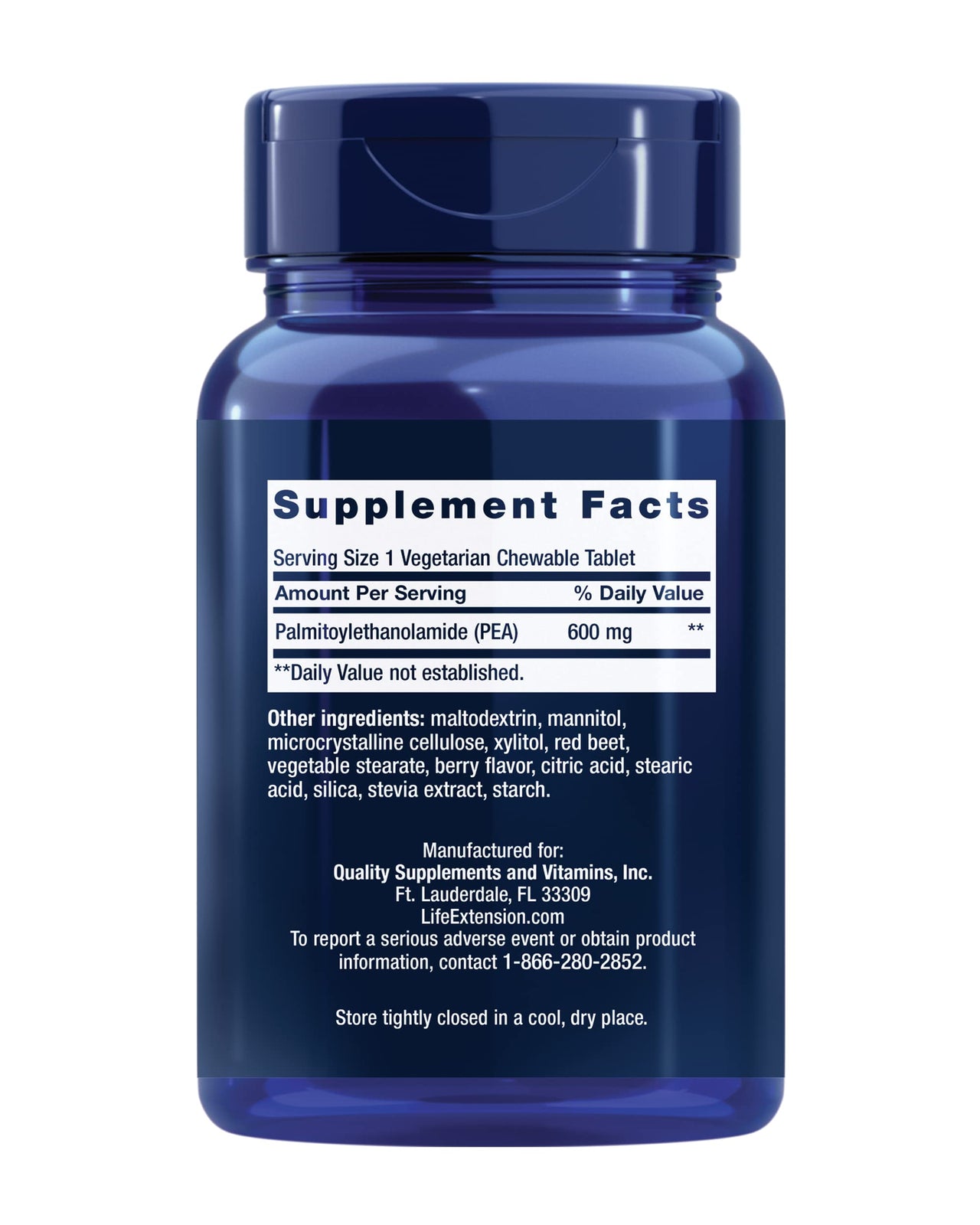 Life Extension Pea Discomfort Relief (Berry Flavor) for Occasional Minor Pain & Discomfort – Palmitoylethanolamide Supplement - Gluten-Free, Non-GMO, Vegetarian – 60 Chewable Tablets