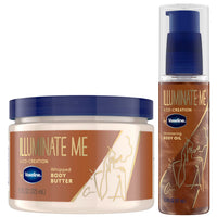 Thumbnail for Vaseline Illuminate Me Body Butter & Oil - Shimmering Body Bronzer, Hydrating Whipped Organic Shea Butter with 24-Hour Moisture for Melanin-Rich Skin, Radiant Glow Oil (2 Piece Set)