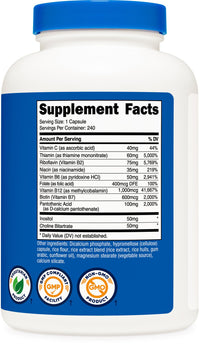 Thumbnail for Nutricost Vitamin B Complex 462mg, 240 Capsules - with Vitamin C - Energy Complex