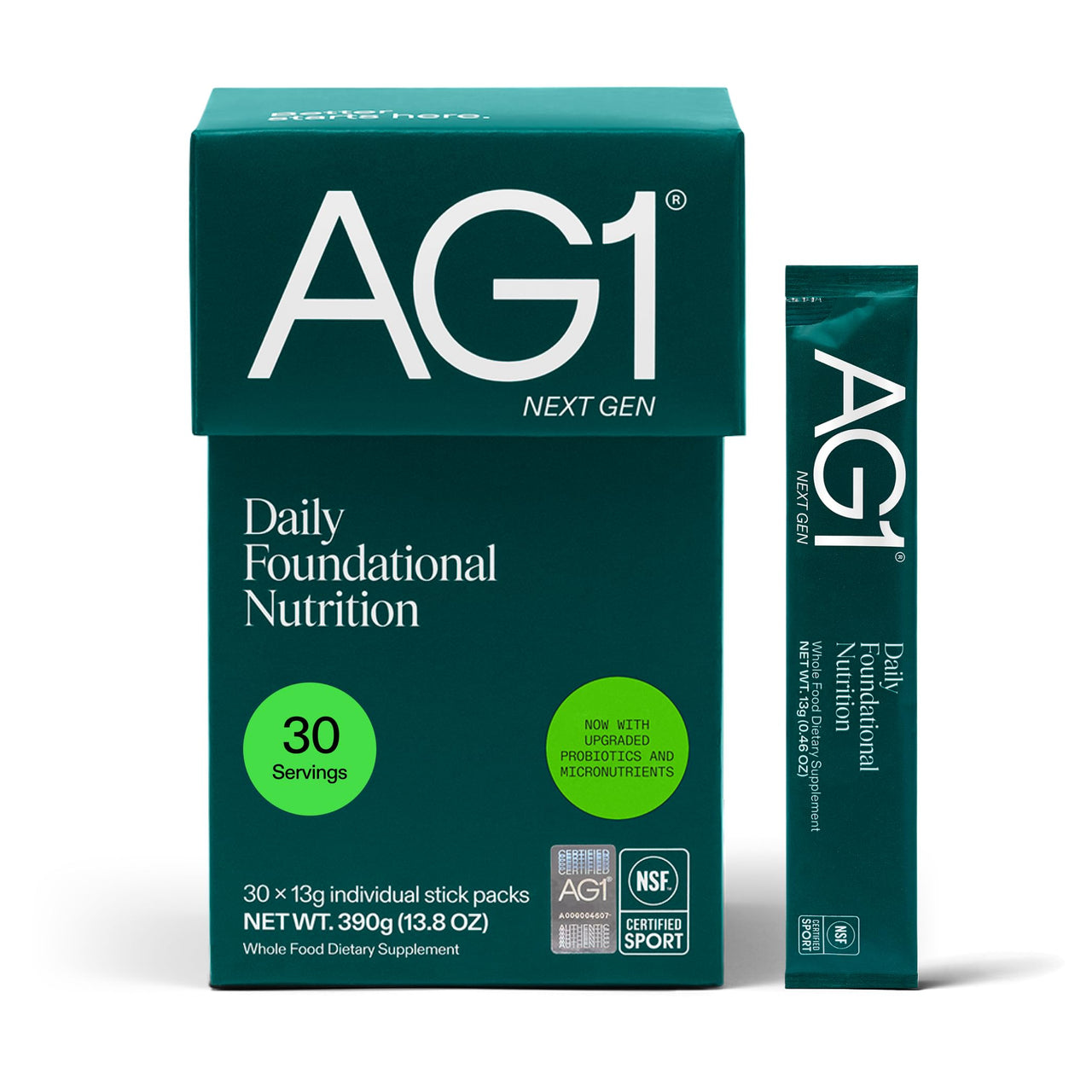 AG1 Next Gen Greens Powder Superfood and Multivitamin, Travel Packs 30 ct
