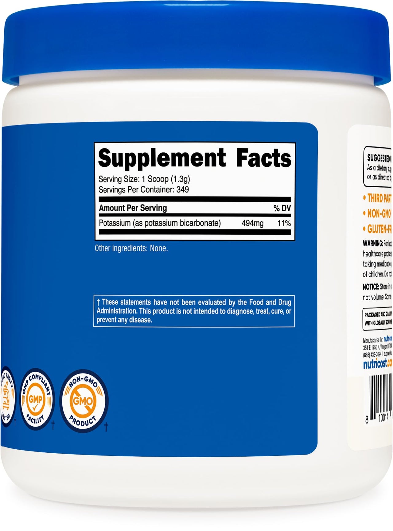 Nutricost Potassium Bicarbonate Powder 1 LB - Gluten Free, Non-GMO