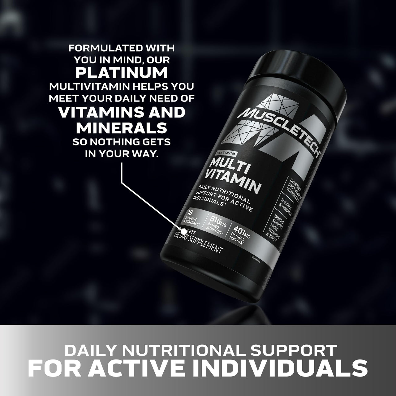MuscleTech Platinum Multivitamins for Men & Women - Multi-Vitamin Supplement for Immune Support - 18 Vitamins & Minerals, Vitamin A C D E B6 B12 - Daily Workout Supplements for Men - 90 Capsules