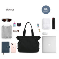 Thumbnail for ODODOS 18L Side-Cinch Shopper Bags Lightweight Shoulder Bag Tote Handbag for Shopping Workout Beach Travel, Black