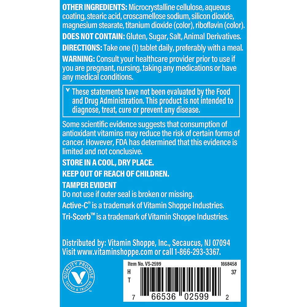 The Vitamin Shoppe Active-C with Bioflavonoids 1000 Antioxidant for (250 Tablets)