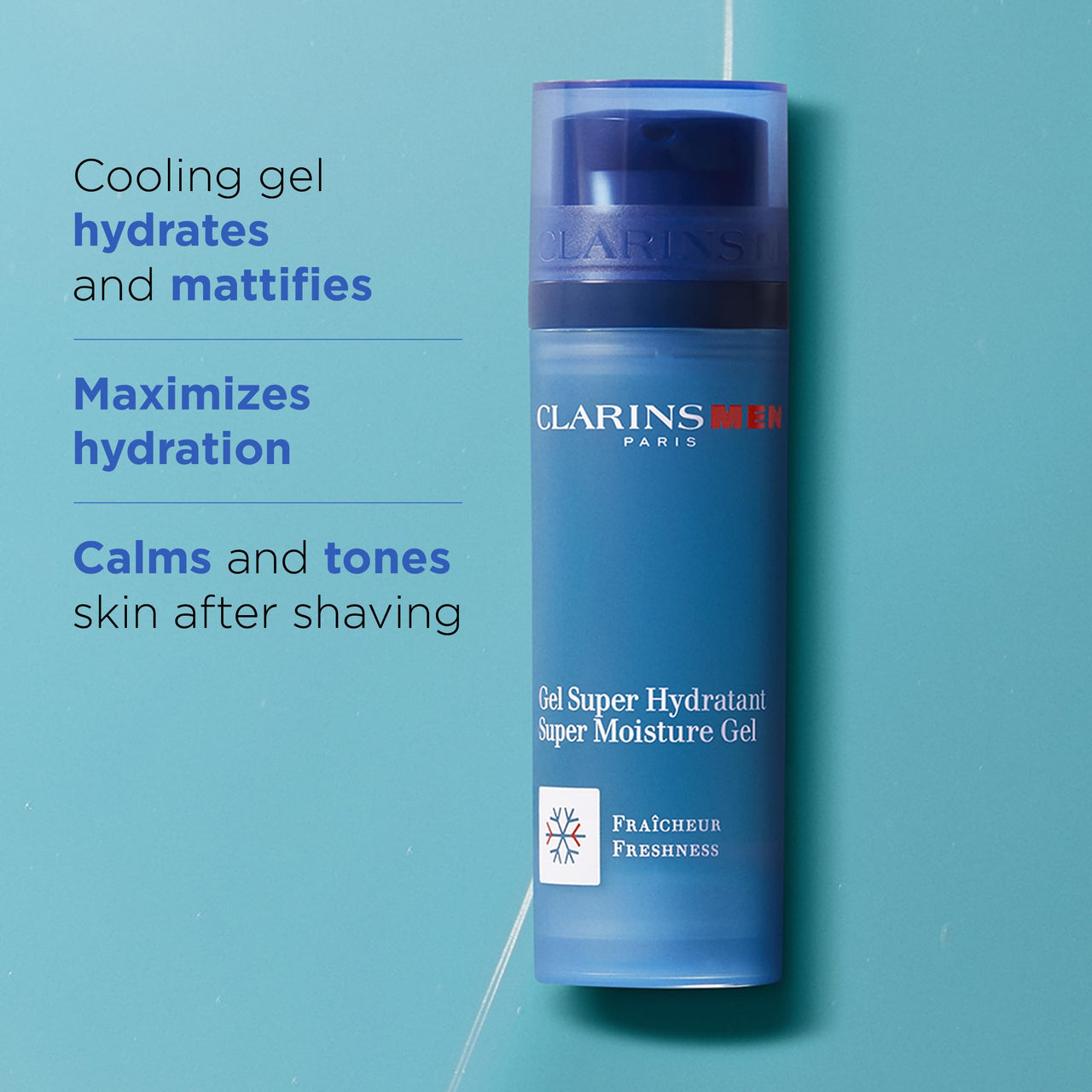 CLARINSMEN Super Moisture Gel | Cooling Gel For Men | Hydrates, Mattifies, Soothes, Energizes and Defies Shine | Calms and Tones Skin After Shaving | All Skin Types | 1.7 Ounces