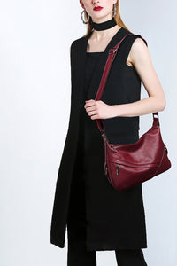 Thumbnail for Covelin Women's Retro Sling Shoulder Bag from, Leather Crossbody Tote Handbag Wine Red