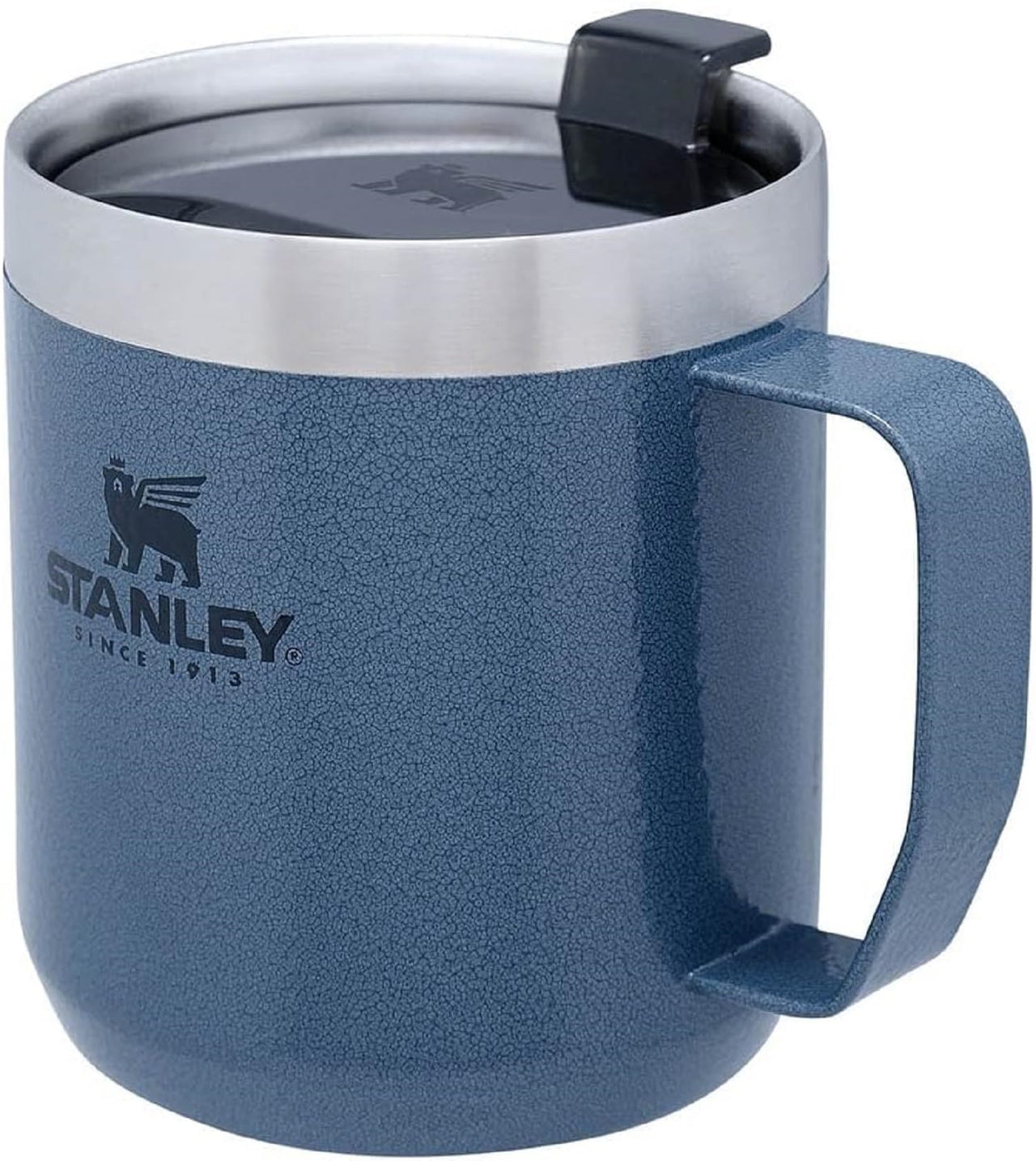 STANLEY Stay-Hot Camp Mug 12 oz, Press Fit Drink Through Lid, Cup for Coffee, Tea and Drinks, Insulated Stainless Steel Coffee Mug, BPA-Free, Hammertone Lake