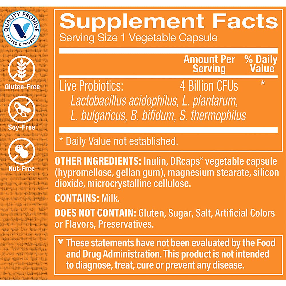 The Vitamin Shoppe Probiotics 4 Billion CFU - Digestive Health, Gut Flora Balance & Immune System Support (90 Vegetable Capsules)