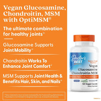 Thumbnail for Doctor's Best Vegan Glucosamine Chondroitin MSM - Joint Health Support Supplement for Women & Men, Nutritional Support for Joint Strength, Hair, Skin, & Nails, Gluten Free, Non GMO - 120 Veg Capsules