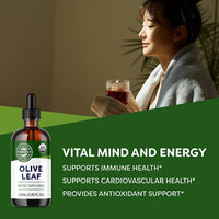 Thumbnail for Vimergy Olive Leaf – Supports Immune Health* 57 2mL (2 Droppers or 58 Drops) Servings (200mg Extract Per Serving) – USDA Certified Organic, Vegan, Paleo-Friendly and Gluten-Free – 115 mL
