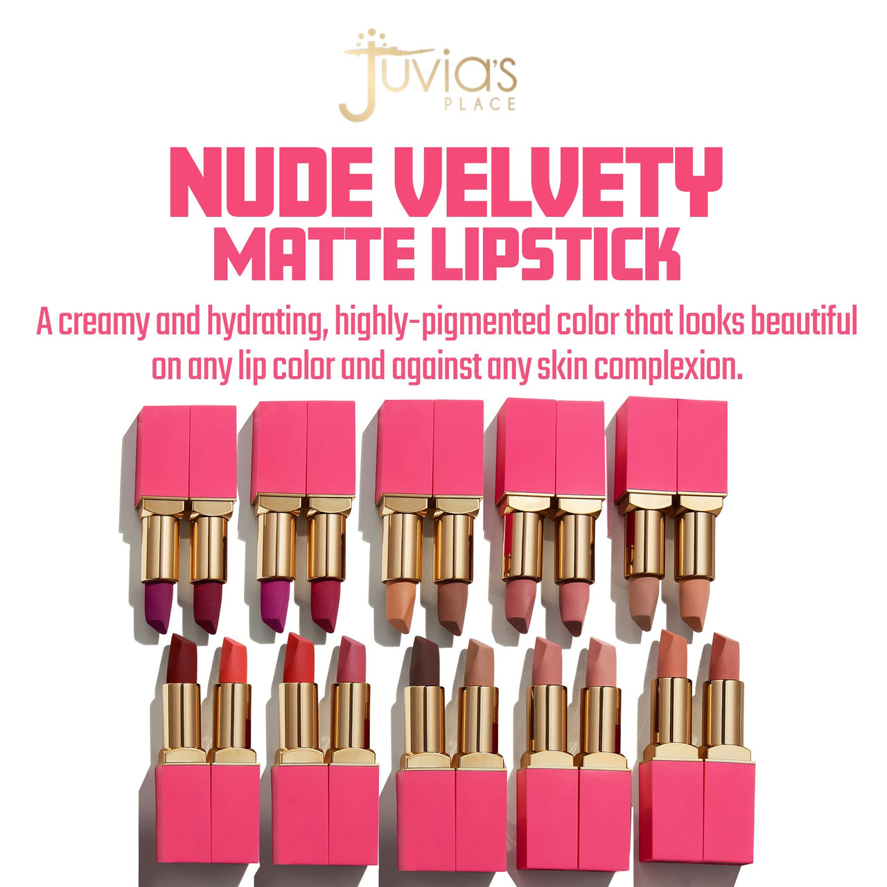 Juvia's Place The Nude Velvety Lipstick Libra - Nude Long-lasting Lipstick, Rich-Color Makeup, Creamy Matte Finish
