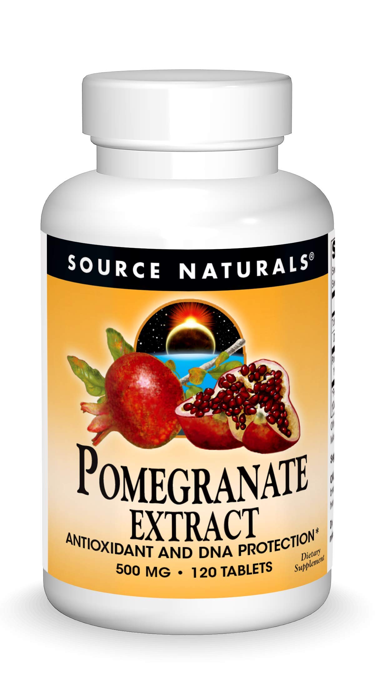 Source Naturals Pomegranate Extract 500mg Complete Whole Fruit Ellagic Acid Antioxidant & Added Fiber - 120 Tablets