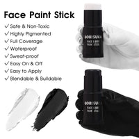 Thumbnail for BOBISUKA Black White Face Paint Stick with Setting Powder Set, Eye Black Sticks for Sports, Body Paints for Clown Skeleton Vampire Skull Cosplay Special Effects Costume SFX Halloween Makeup Kit