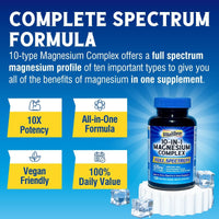 Thumbnail for Vitalibre 10 in 1 Magnesium Complex, 420mg Elemental Magnesium | Ultra Strength, Max Absorption | Chelated Magnesium Supplement for Nerves, Bone & Heart Health | Non-GMO, 120 Vegan Capsules