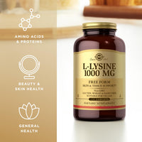 Thumbnail for Solgar L-Lysine 1000 mg - 250 Tablets - Skin & Tissue Support - Non-GMO, Vegan, Kosher, Gluten Free - 250 Servings