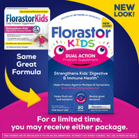 Thumbnail for Florastor Kids Dual Action Probiotic Supplement, Strengthens Kids' Digestive & Immune Health, 20 Easy-to Mix Powder Sticks, Packaging May Vary