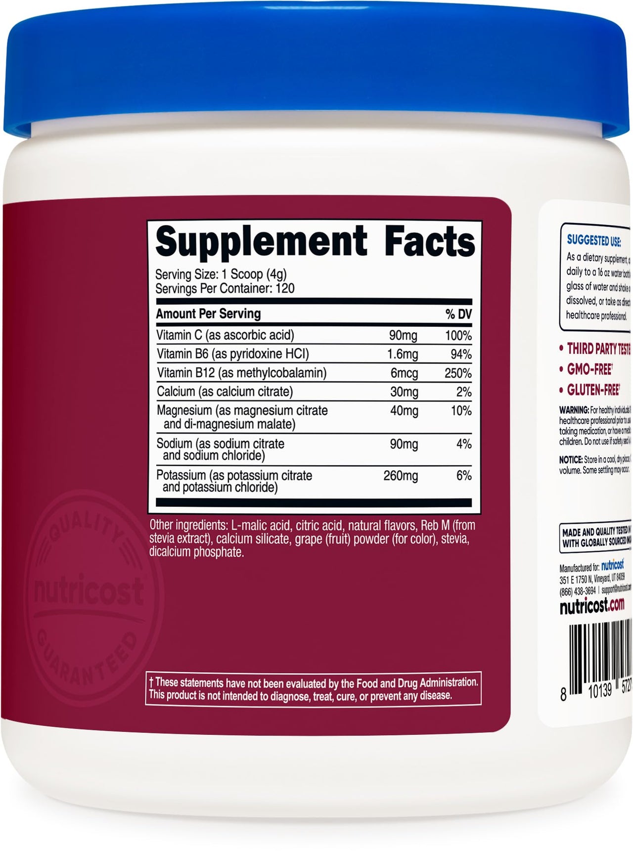 Nutricost Electrolyte Complex Powder (120 Servings, Grape) - Hydration Supplement Drink Mix with Vitamins and Minerals