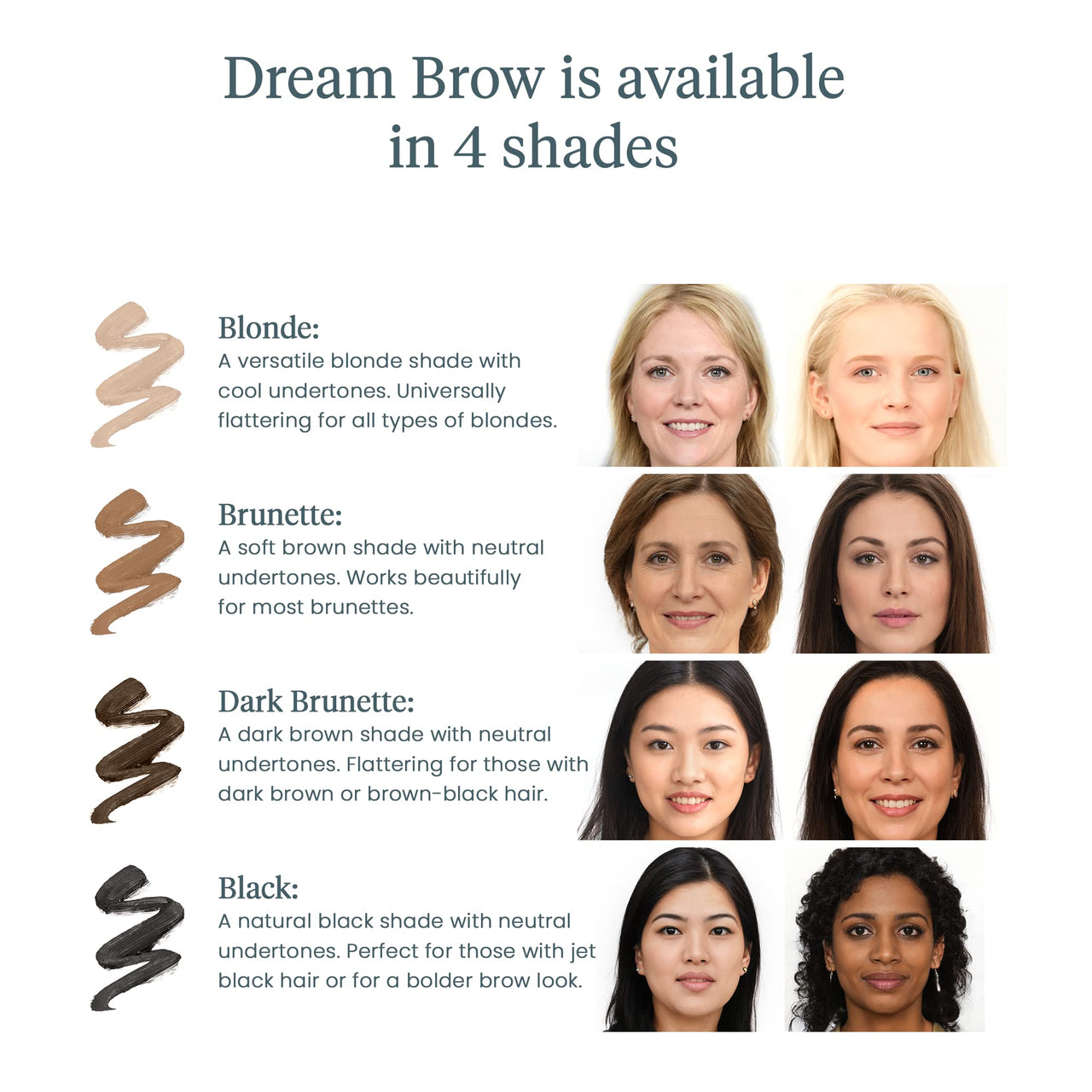 Wonderskin Dream Brow Eye Brow Gel, Long Lasting Eyebrow Gel, Water-resistant, Transfer Proof Tinted Filler Eyebrow Mascara (Black)