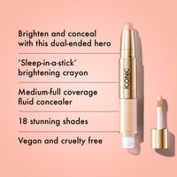 Thumbnail for ICONIC LONDON Radiant Concealer & Brightening Duo | Creamy Liquid + Brightening Crayon Dual Ended Concealer, Cruelty Free, Vegan Makeup (Neutral Fair) 0.08 oz