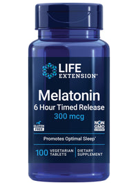 Thumbnail for Life Extension Melatonin 6 Hour Timed Release, 300 mcg, Extended-Release Formula for Gentle Sleep Support, Healthy circadian Rhythms, Cellular Defense, Gluten-Free, Non-GMO, Vegetarian, 100 Tablets