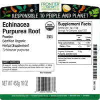 Thumbnail for Frontier Co-op Echinacea Purpurea Root Powder, Certified Organic, Kosher | 1 lb. Bulk Bag | Echinacea purpurea (L.) Moench