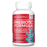Thumbnail for Health Plus Prebiotic Formula - Probiotics + Prebiotics + Digestive Enzymes - Gluten Free, Dairy Free, Natural Herbal Ingredients (180 Capsules, 60 Servings)