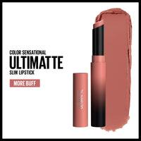 Thumbnail for Maybelline Color Sensational Ultimatte Matte Lipstick, Non-Drying, Intense Color Pigment, More Buff, Pink Beige, 1 Count