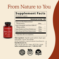 Thumbnail for Real Mushrooms RealClarity Capsules – Lion’s Mane, KSM-66 Ashwagandha, Rhodiola & Bacopa – Mental Sharpness, Alertness. & Adaptogenic Support – Vegan, Non-GMO – 60 Count Mushroom Supplement
