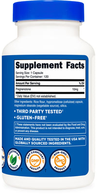 Thumbnail for Nutricost Pregnenolone 10mg, 120 Capsules - Non-GMO, Gluten Free, Vegetarian Capsules
