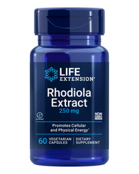 Thumbnail for Life Extension Rhodiola Extract, Rhodiola rosea Supplement, standardized Extract, Promotes Physical and Mental Performance, Gluten-Free, Non-GMO, Vegetarian, 250 mg, 60 Capsules
