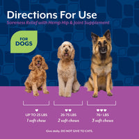 Thumbnail for NaturVet Hemp Aches & Discomfort Plus Hemp Seed for Dogs, 60 ct Soft Chews, Made in The USA