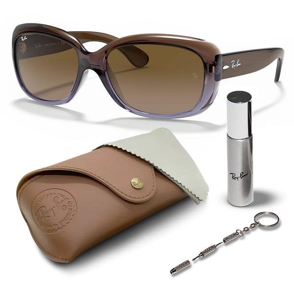 Ray-Ban RB4101 Jackie Ohh Butterfly Shape Sunglasses With Eyewear Kit Bundle - High Bridge Fit - Ideal Formal and Casual Eyewear - Beach Sunglasses